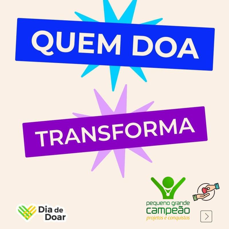 Dia de Doar, é Hoje! Faça sua Parte!