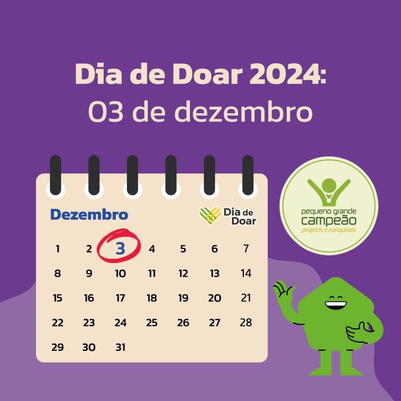 Salve esta Data! Dia 3 de Dezembro! É Dia de Doar!