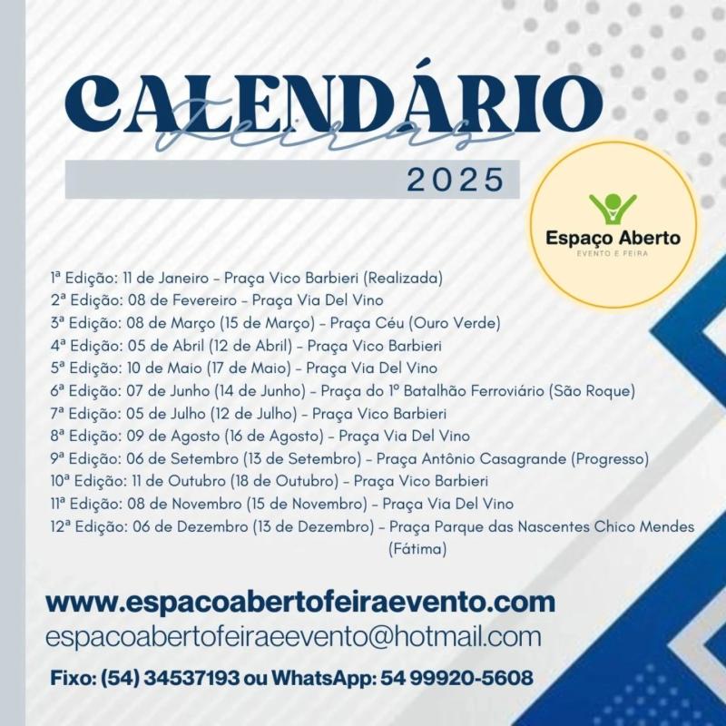 Datas da Espaço Aberto 2025
